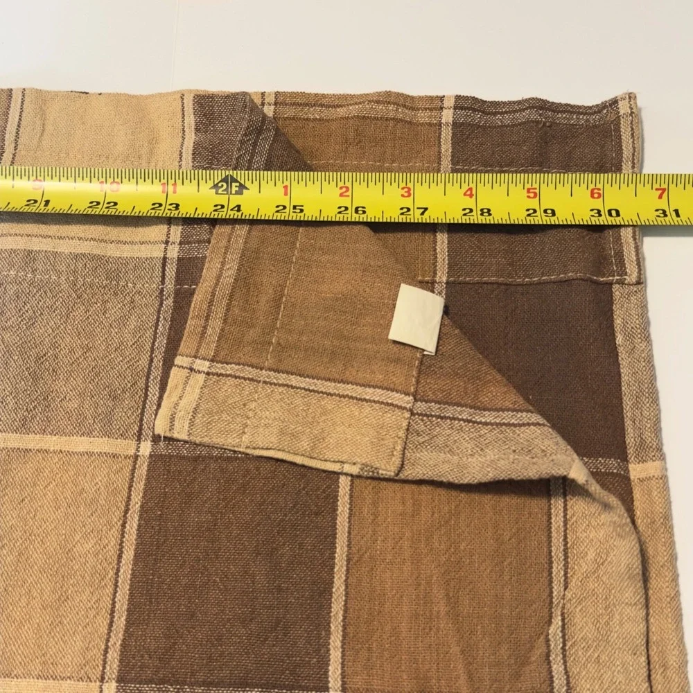 Lot of 3 Cotton Valances Brown Tan Plaid Farmhouse Rustic 62x13.5 Modern Country